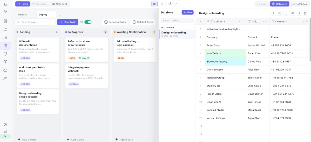 Split-screen workspace